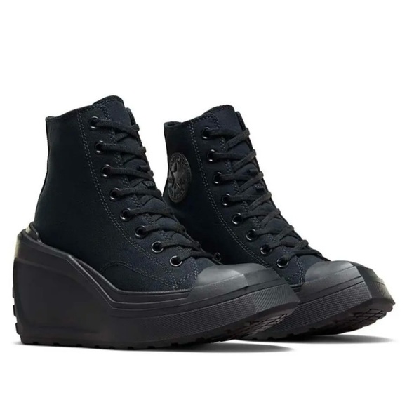 Converse 6 NWOT Chuck Taylor 70 De Luxe Wedge Hi Women’s Black Sneakers Shoes - Picture 2 of 16